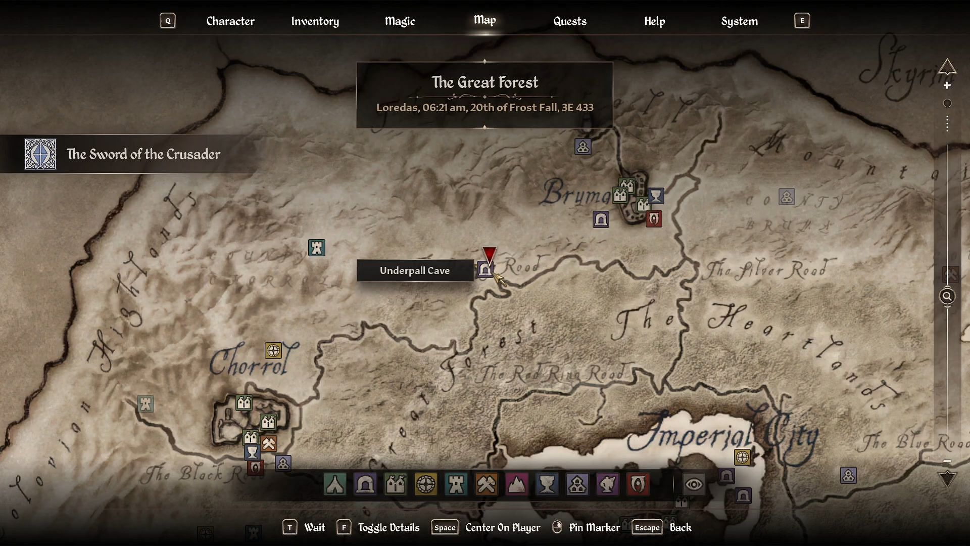The whereabouts for the Sword of Crusador in Oblivion Remastered (Image via Bethesda Softworks // YouTube/@WoW Quests)